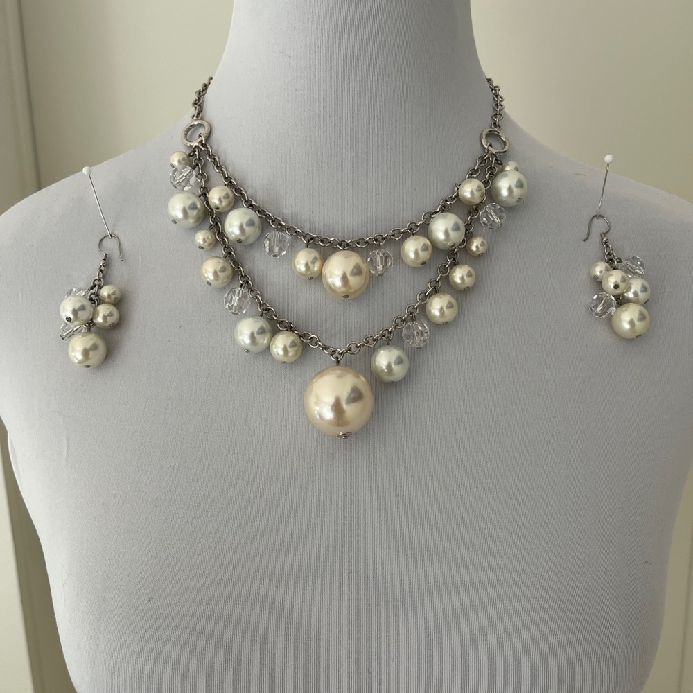 FIFTH AVENUE COLLECTION FAC Faux Pearl Statement Event Necklace & Earrings Set